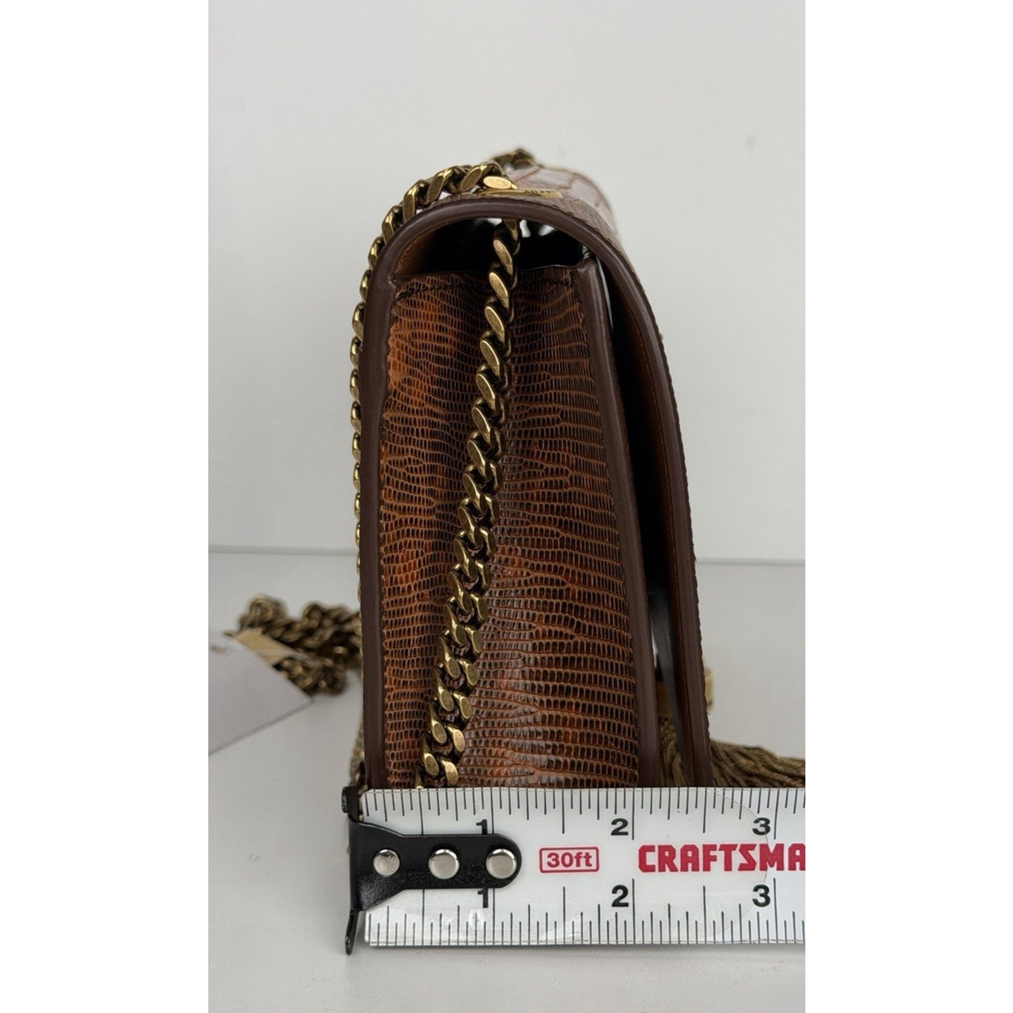 Saint Laurent Kate Small Tassel Wallet on Chain in Lizard Embossed Leather C9
