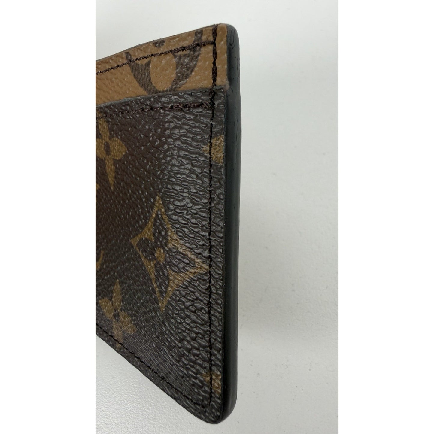 Louis Vuitton Reverse Monogram Card Holder Brown Coated Canvas NFC S11