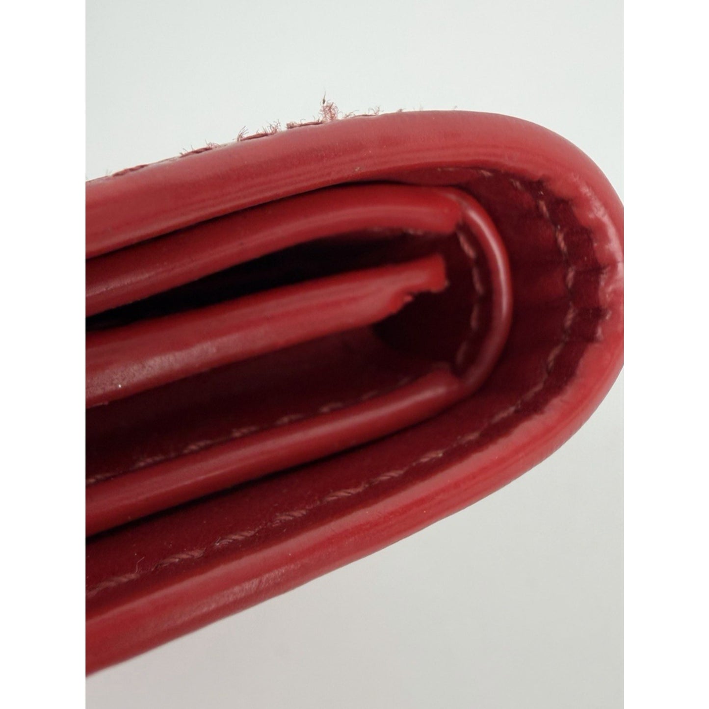 Celine Strap Wallet Medium Red Grained Calfskin Leather & Snap-Button K1