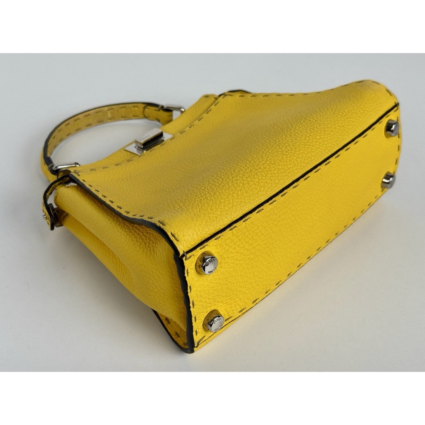 Fendi Peekaboo Mini Bag Yellow Leather Silver Hardware B-9