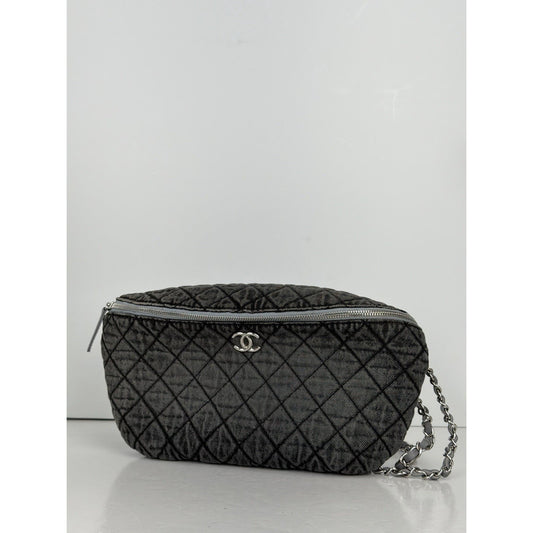 Chanel Denimpression Waist Bag Washed Gray Quilted Denim Silver Hardware 2019 D1