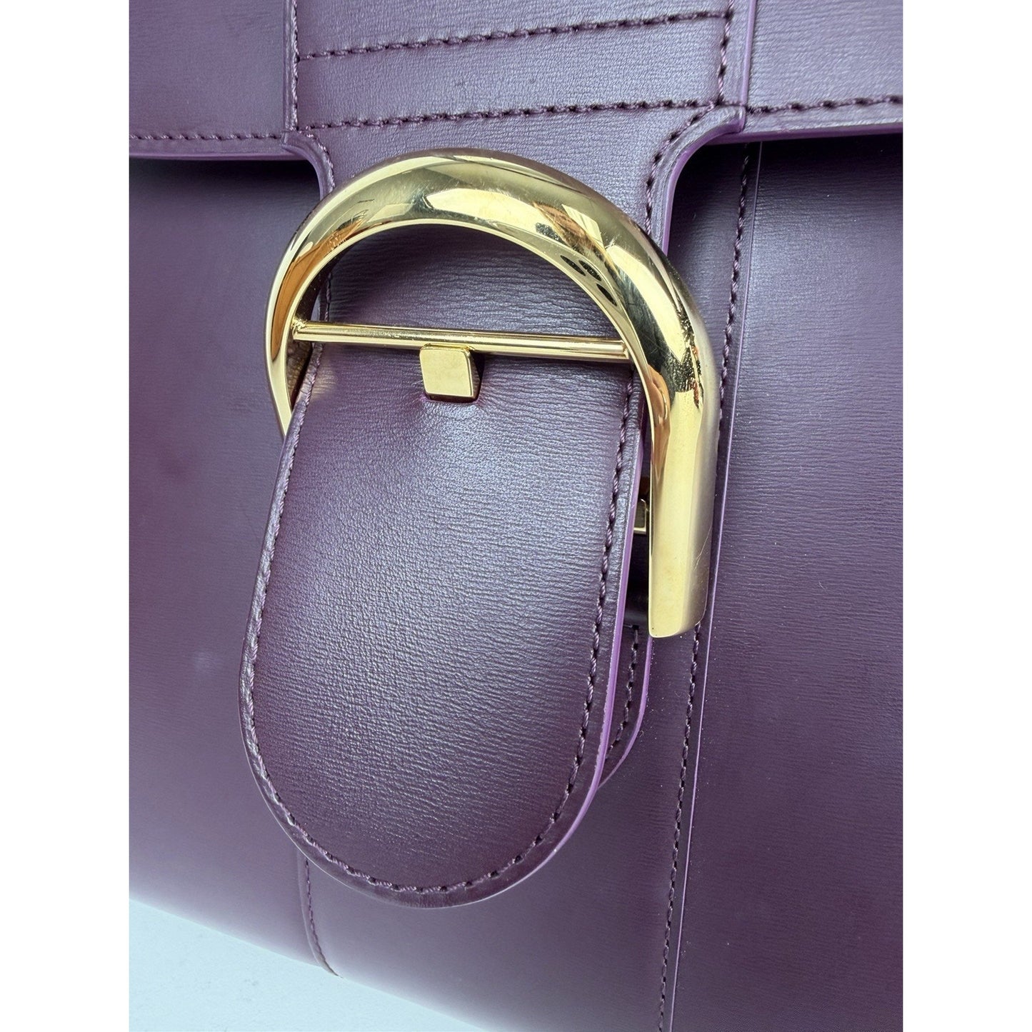 Delvaux Brillant Top Handle Bag GM in Deep Purple & Gold Leather B-6