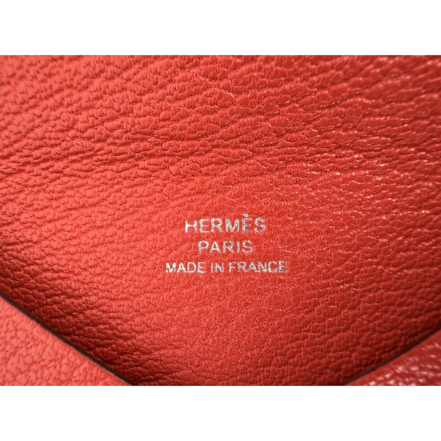 Hermes Chevre Mysore Calvi Red Card Case in Grained Leather 2021