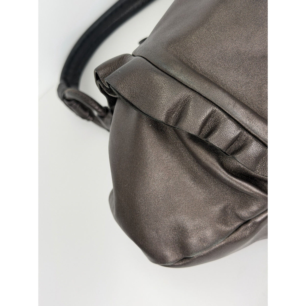 Prada Nappa PM Shoulder Bag in Brown Ruffle Leather S02