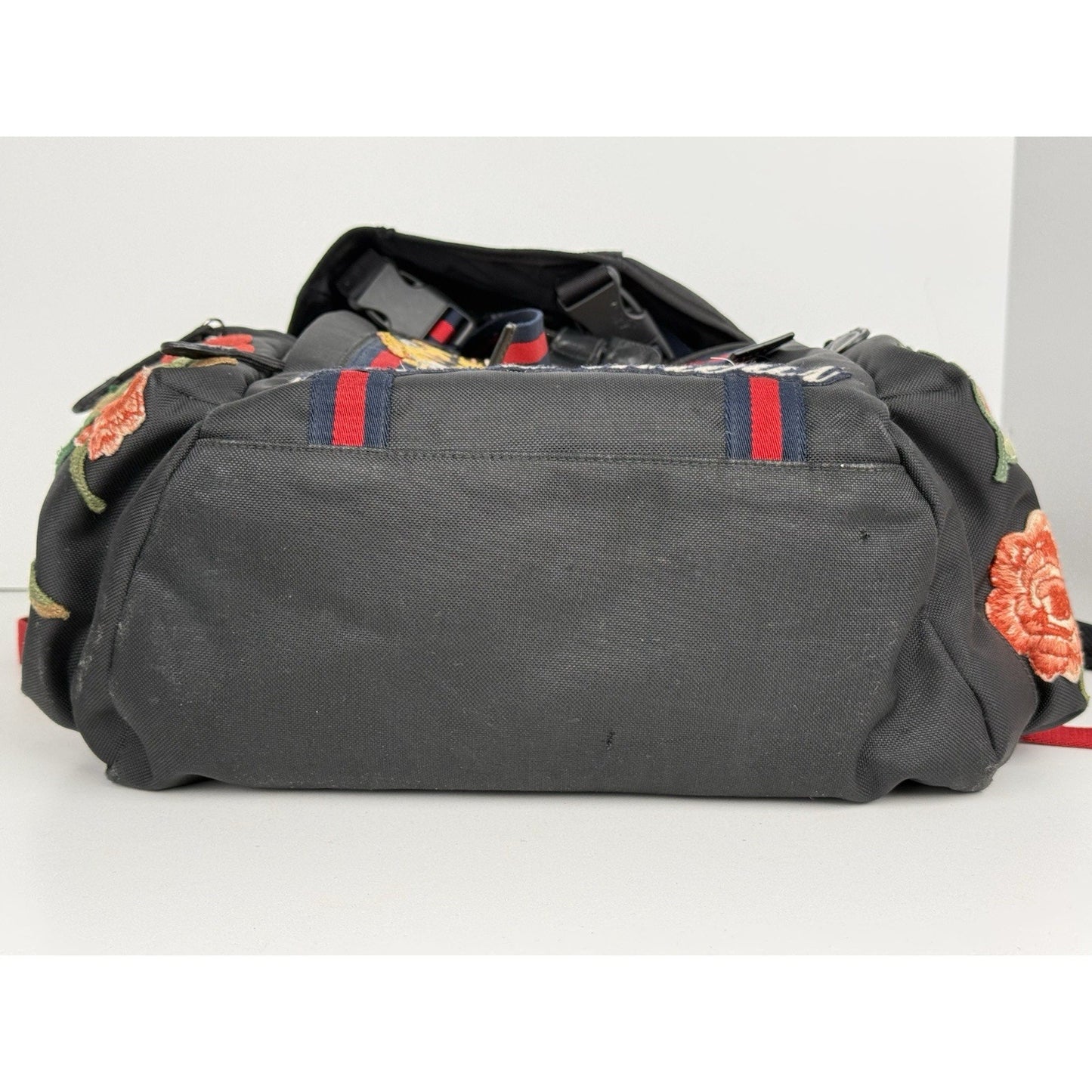 Gucci Animalier Tiger Head Embroidered Backpack Black Floral Butterfly