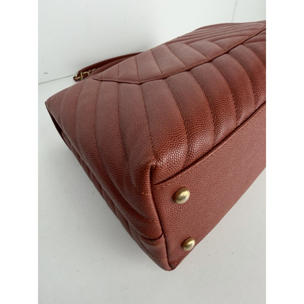 Chanel Chevron Quilted Coco Handle Flap Medium Bag in Rich Brick-Red 2018 D5