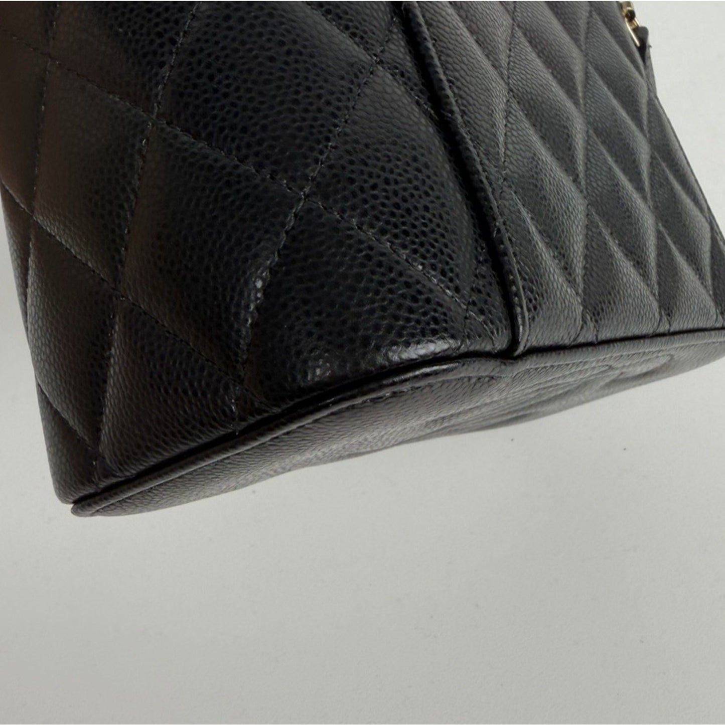 Chanel Vanity Case Bag Small in Black Caviar Leather With Chain NFC B1