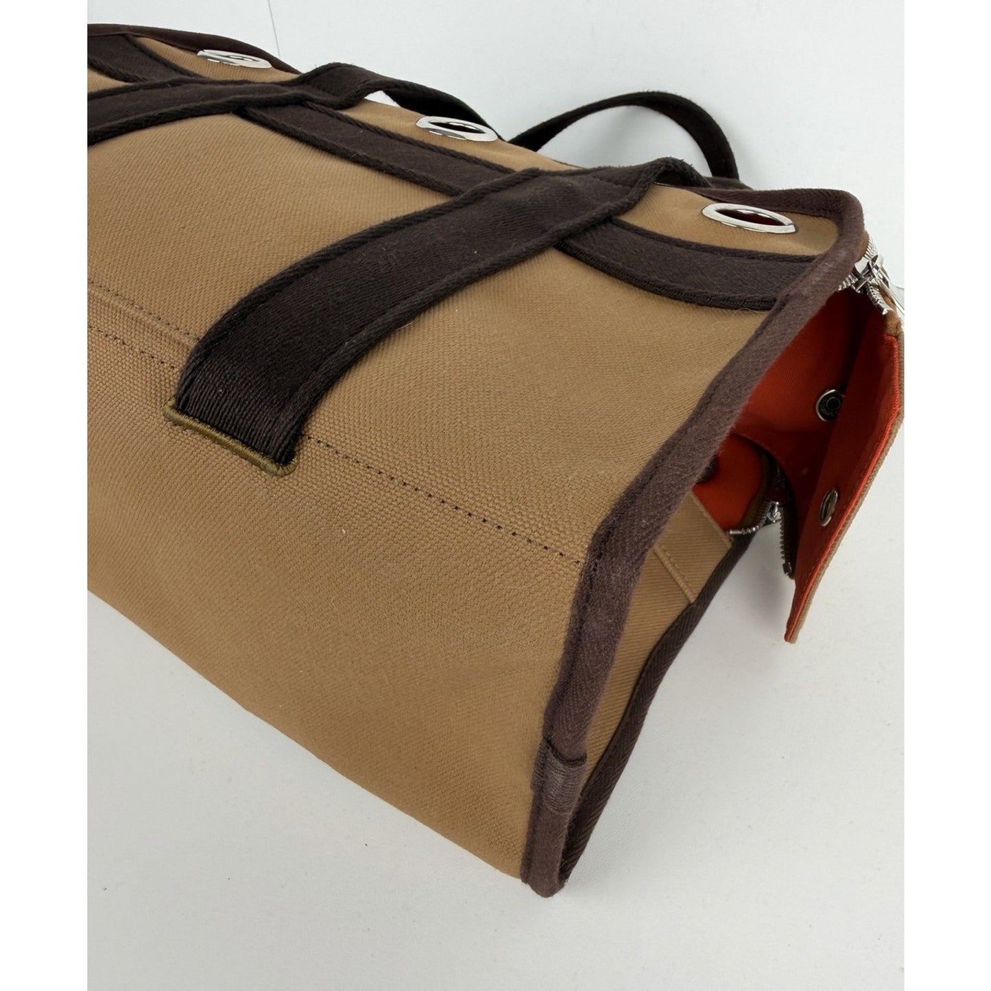 Hermes Toile Carrying Bag in Brown Breathable Canvas for Small Dogs 2022 E-4