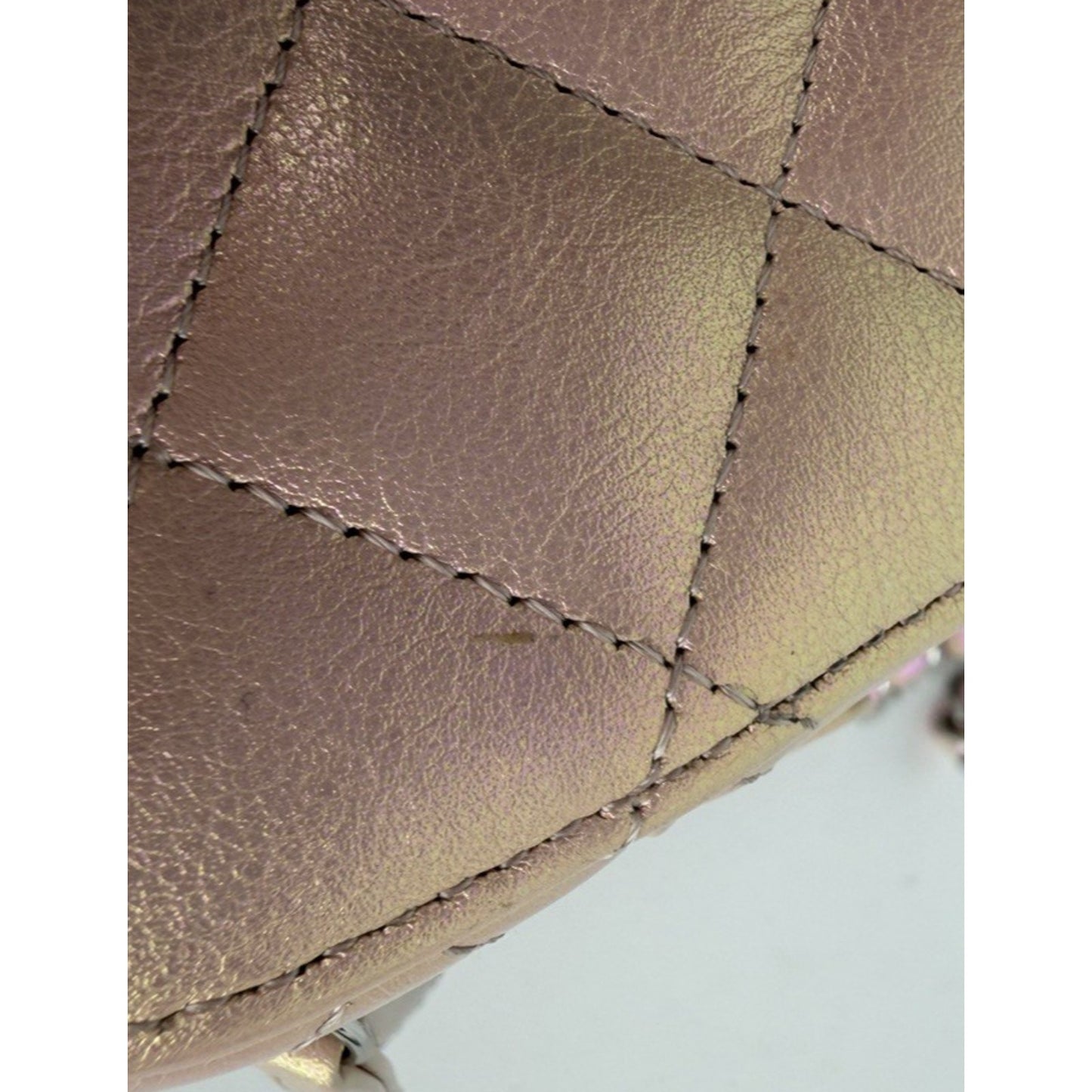 Chanel Small Top Handle Vanity Case Bag Iridescent Pink Quilted Leather NFC B