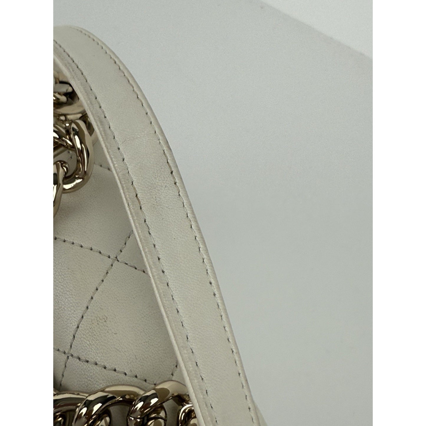 CHANEL White Lambskin Quilted Studded Beauty Begins Flap Shoulder Bag
