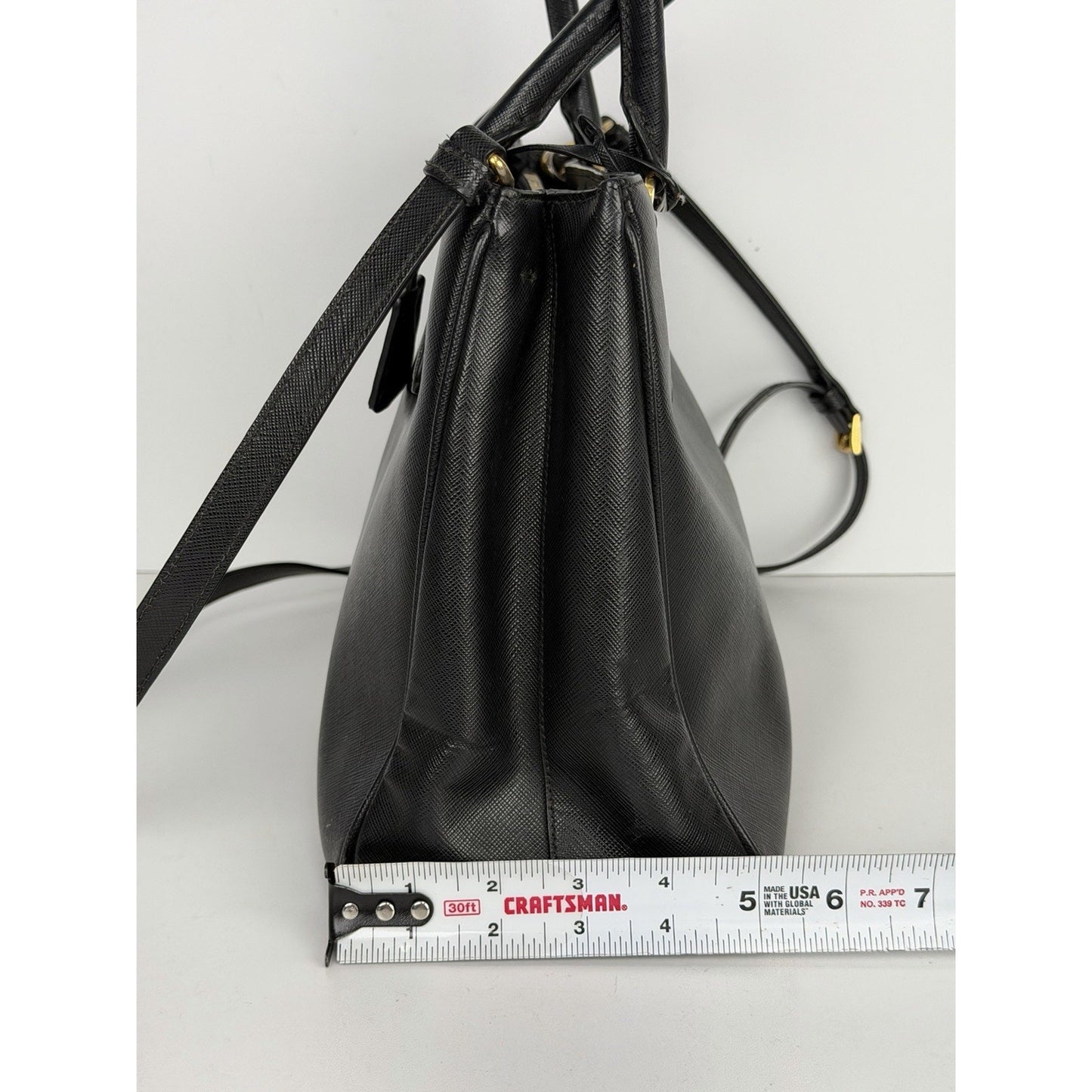 Prada Galleria Double Zip Tote Medium in Black Saffiano Leather S17