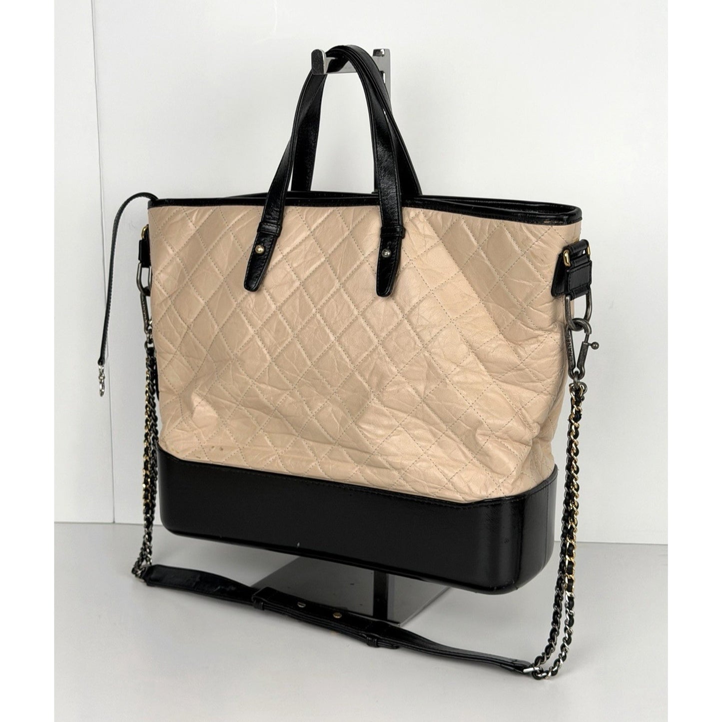Chanel Gabrielle Tote Bag Medium Beige Aged Calfskin Quilted Leather 2017 E6