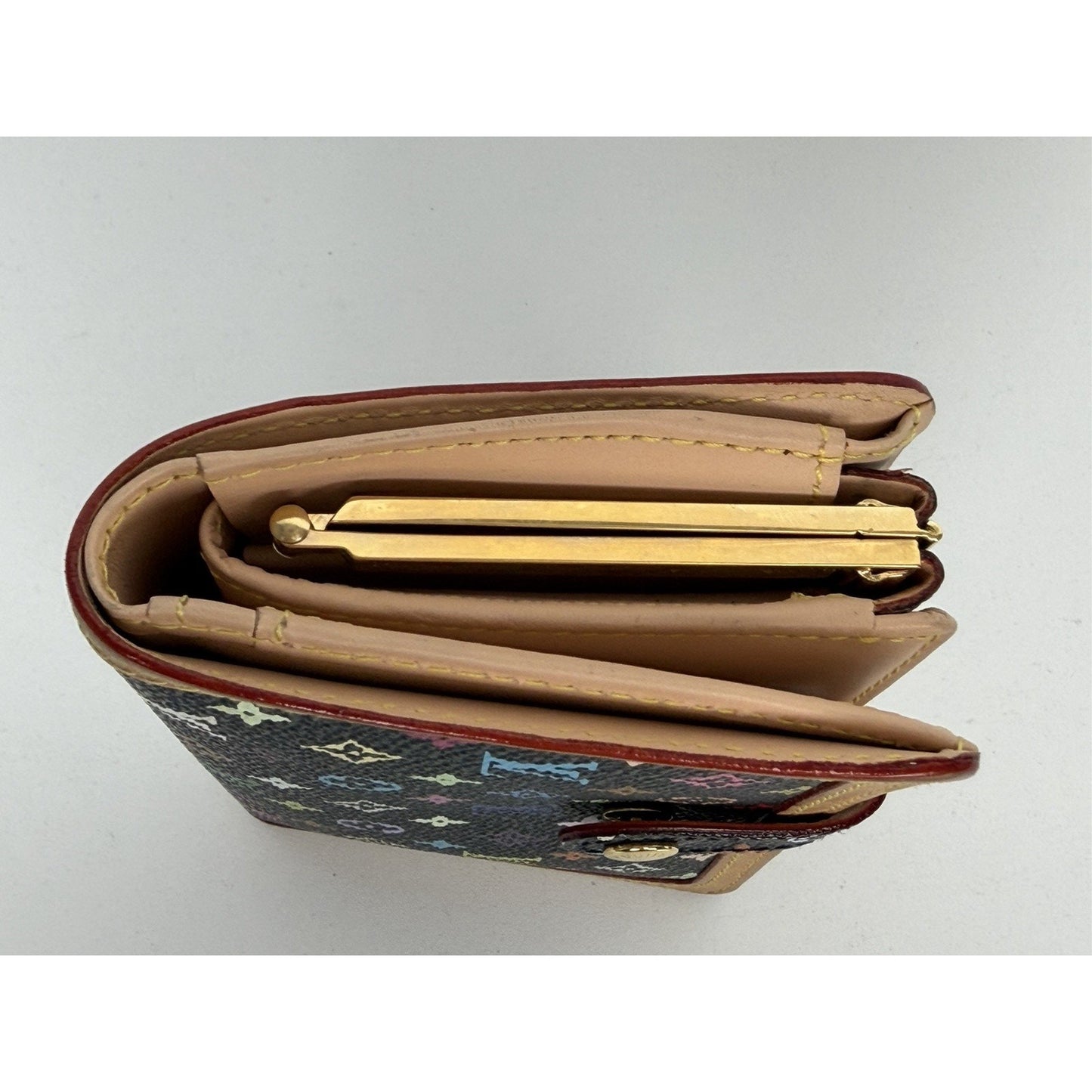 Louis Vuitton Monogram Multicolor French Purse Wallet in Black Canvas 2007