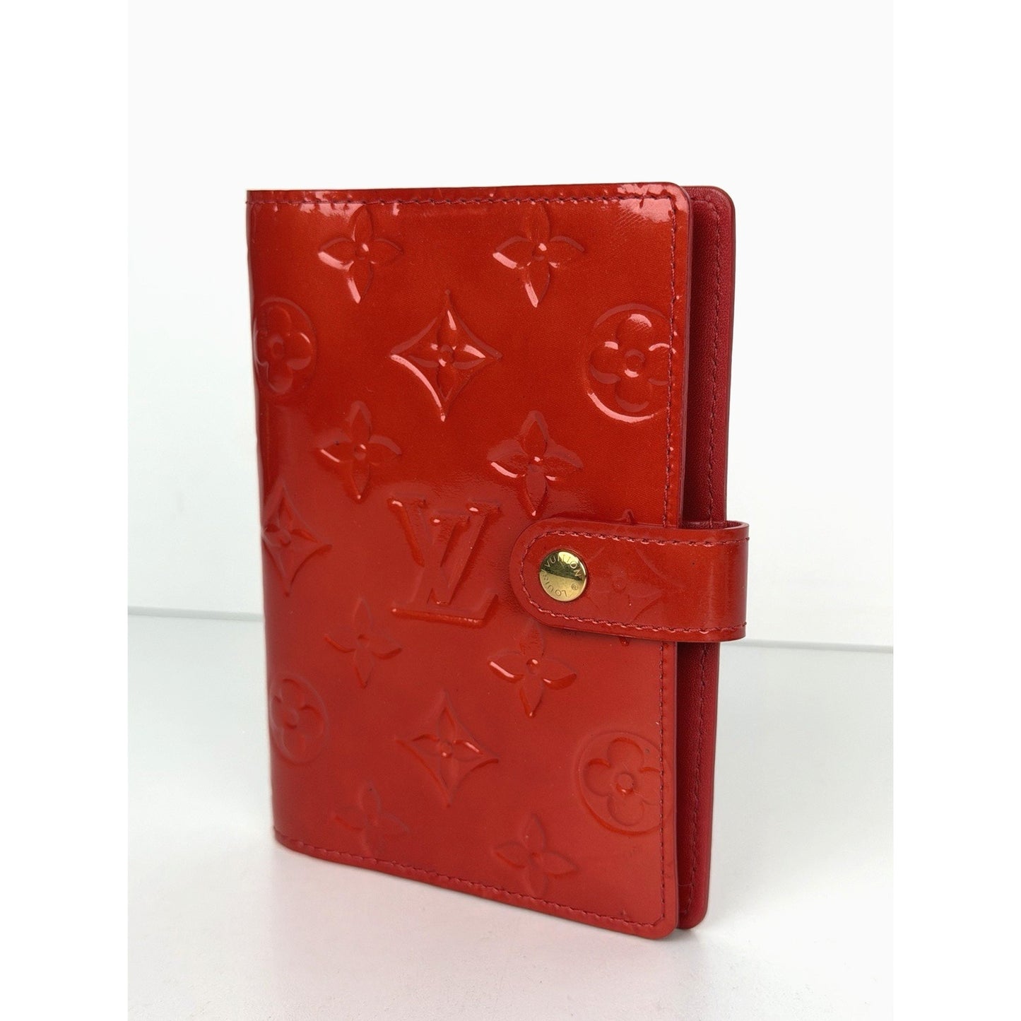 Louis Vuitton Ring Agenda Cover PM in Red Monogram Vernis Leather 2003