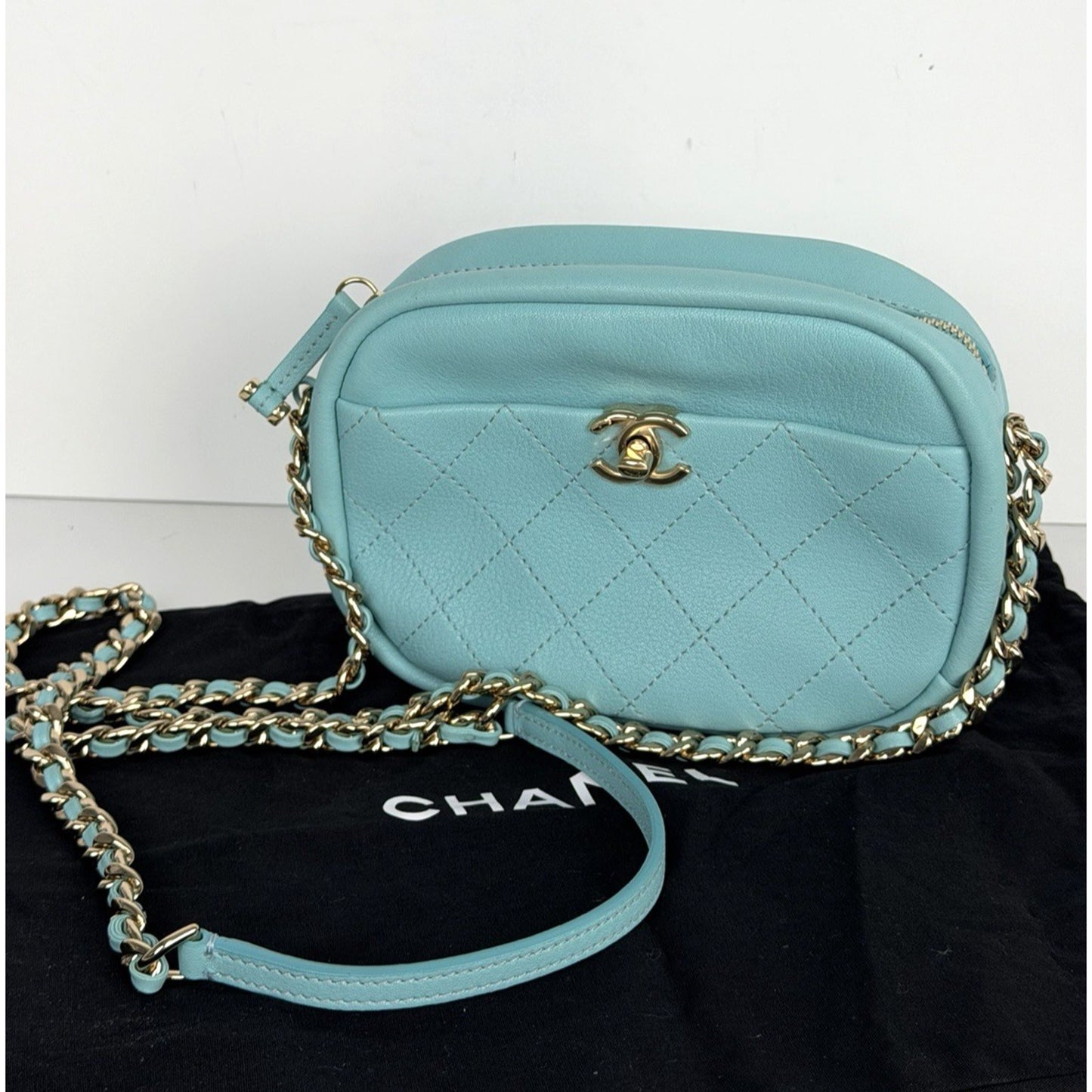 Chanel Casual Trip Camera Case Bag Small in Tiffany Blue Goatskin 2018-2019 D4