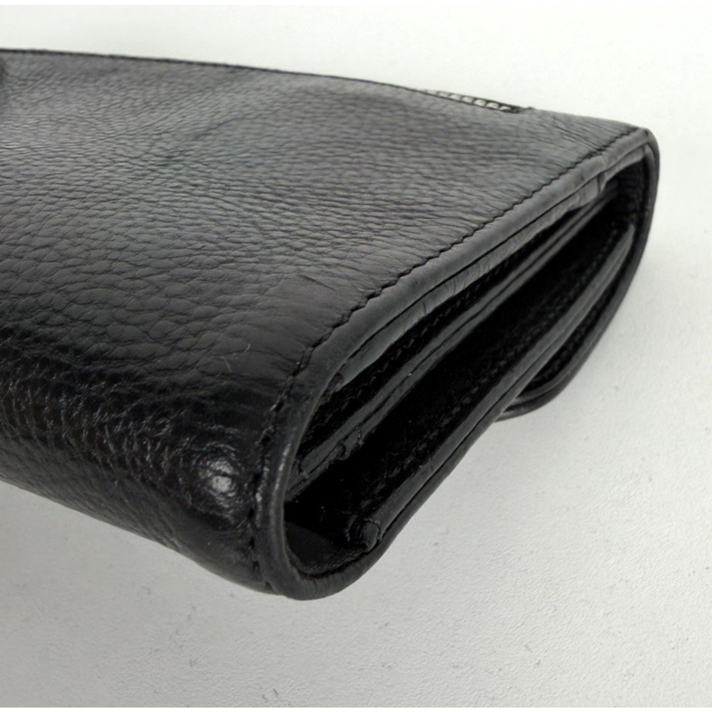 Chrome Hearts Wave Trifold Wallet in Black Leather with Silver-Tone Hardware K2