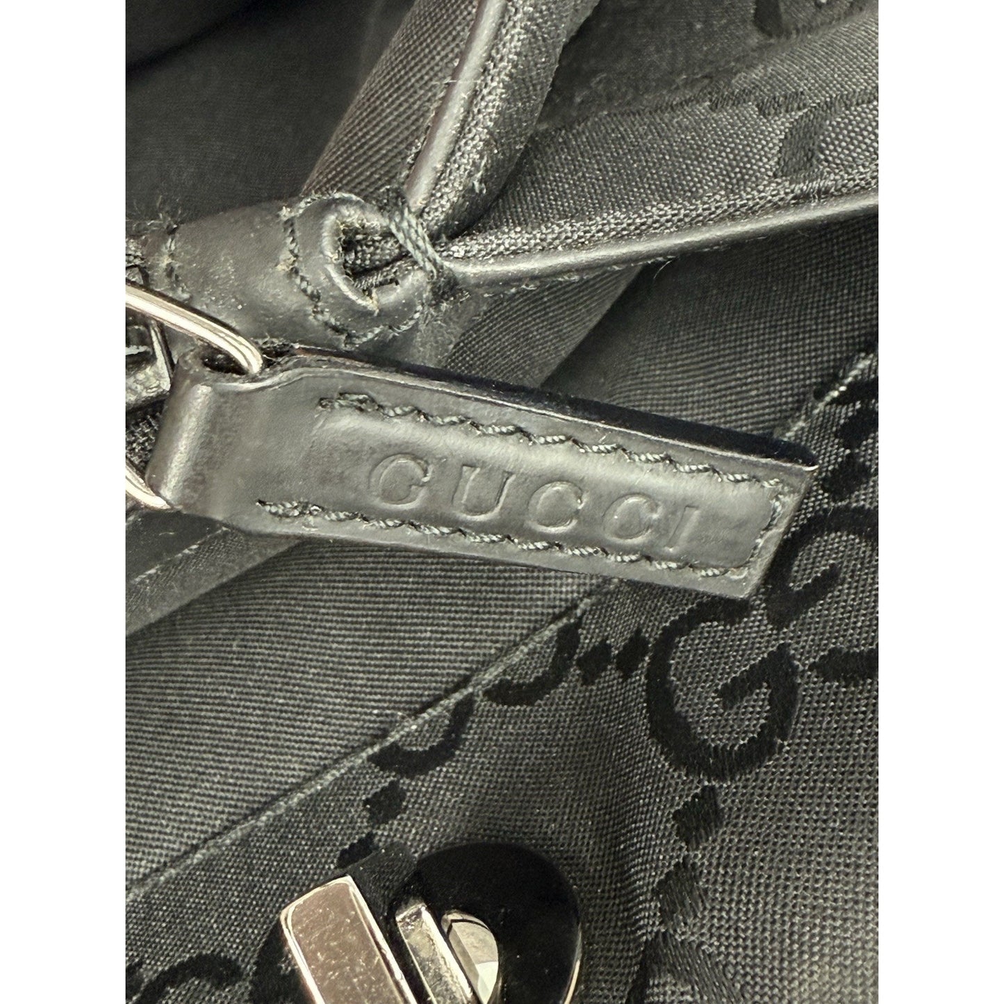 Gucci GG Black Nylon Bamboo Shopper Vintage