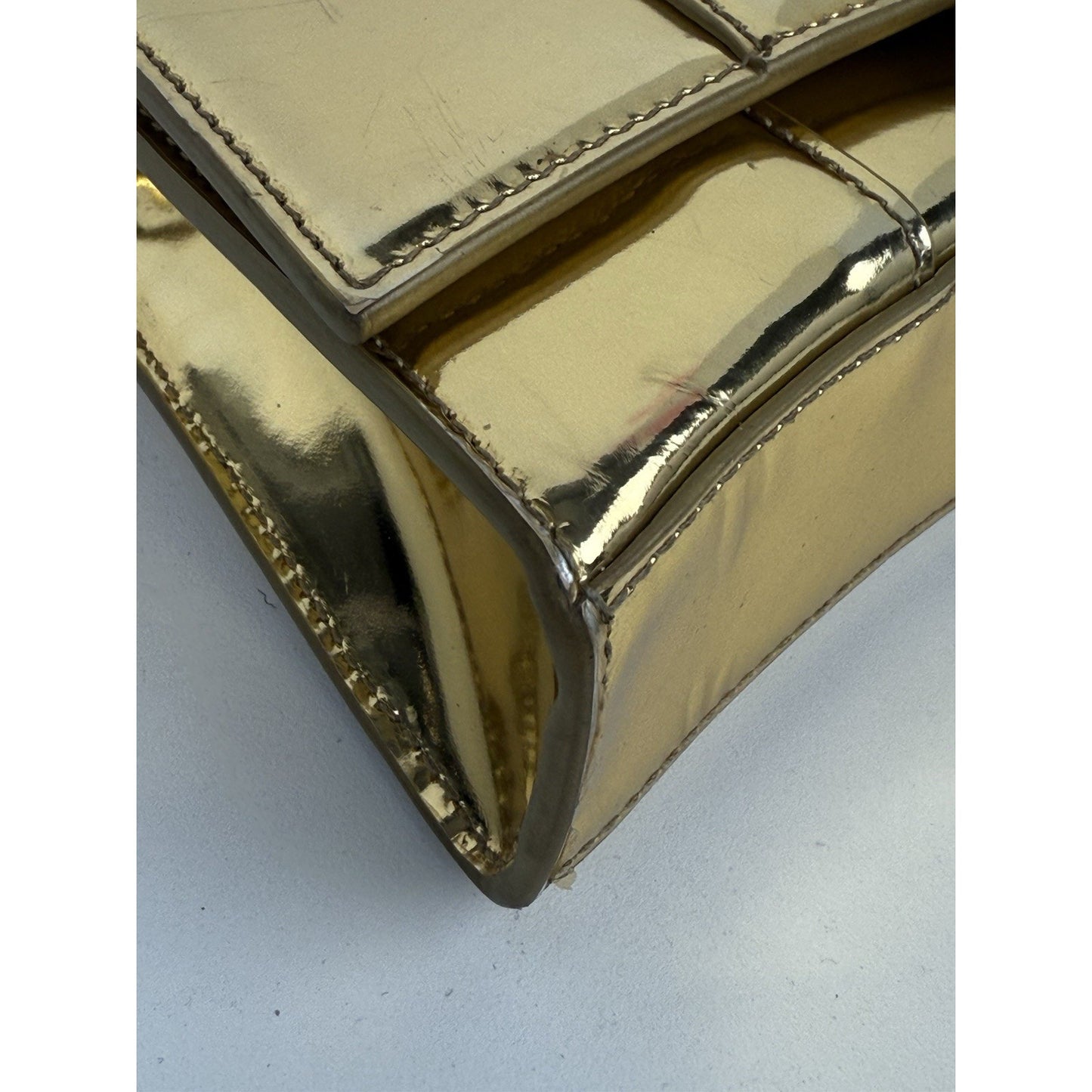 BALENCIAGA Hourglass Mirror Wallet On Chain Bag in Gold