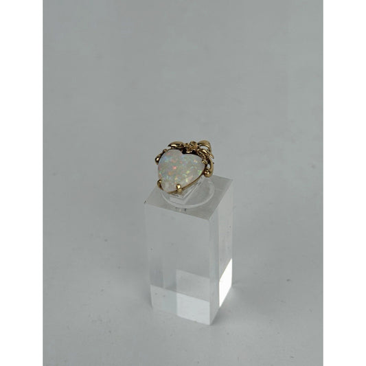 Tiffany & Co. Heart Shaped Australian Opal Pendant Approximately 4 CT 14k Vntg