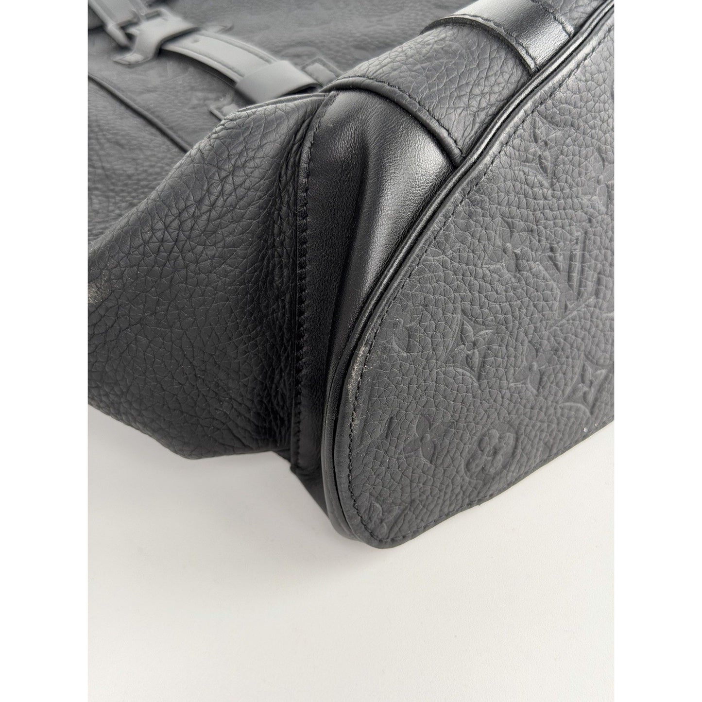 Louis Vuitton Christopher PM Backpack Black Embossed LV Monogram Leather NFC E-4