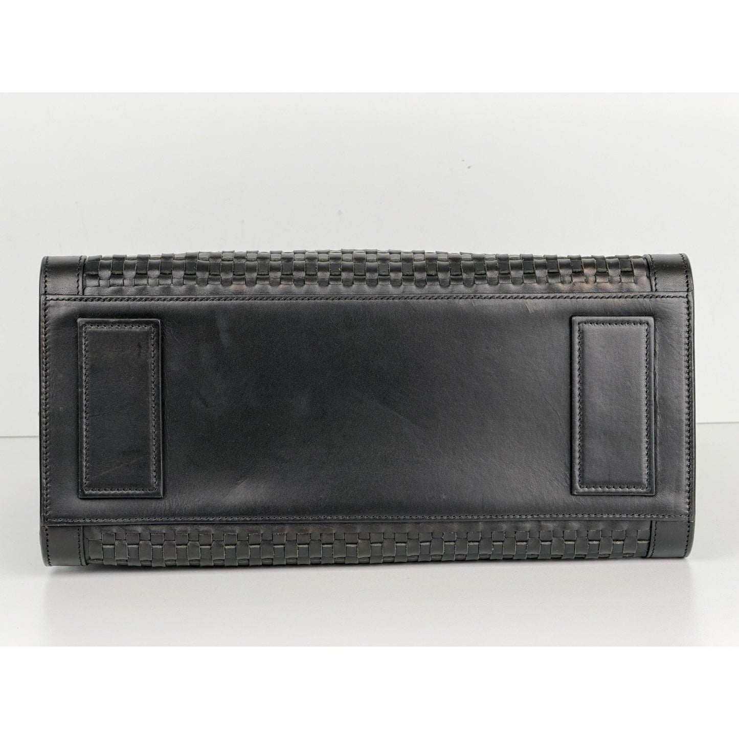 Saint Laurent Woven Sac de Jour Top Handle Bag Small in Black Leather S