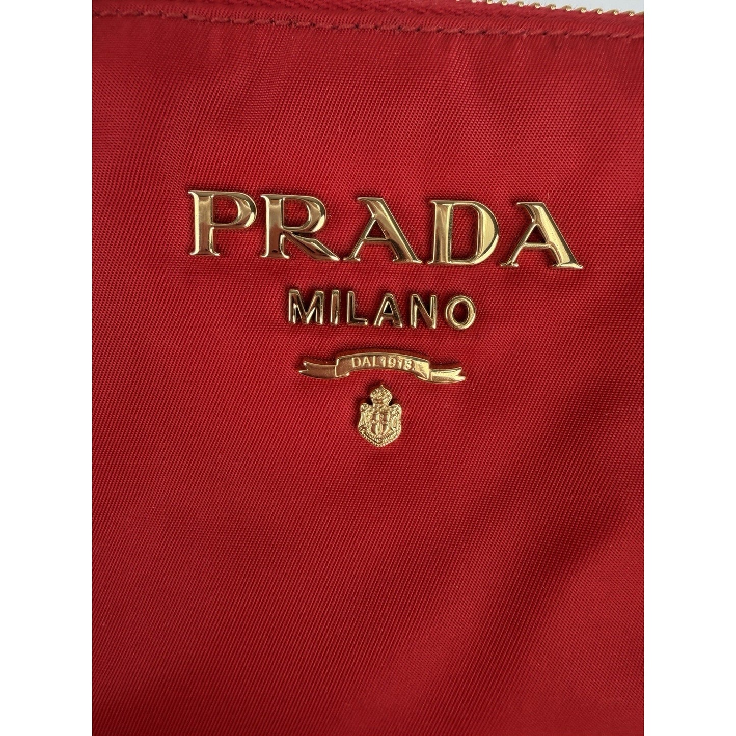 Prada Tessuto Nylon Medium Tote Bag in Red with Saffiano Leather Trim S11