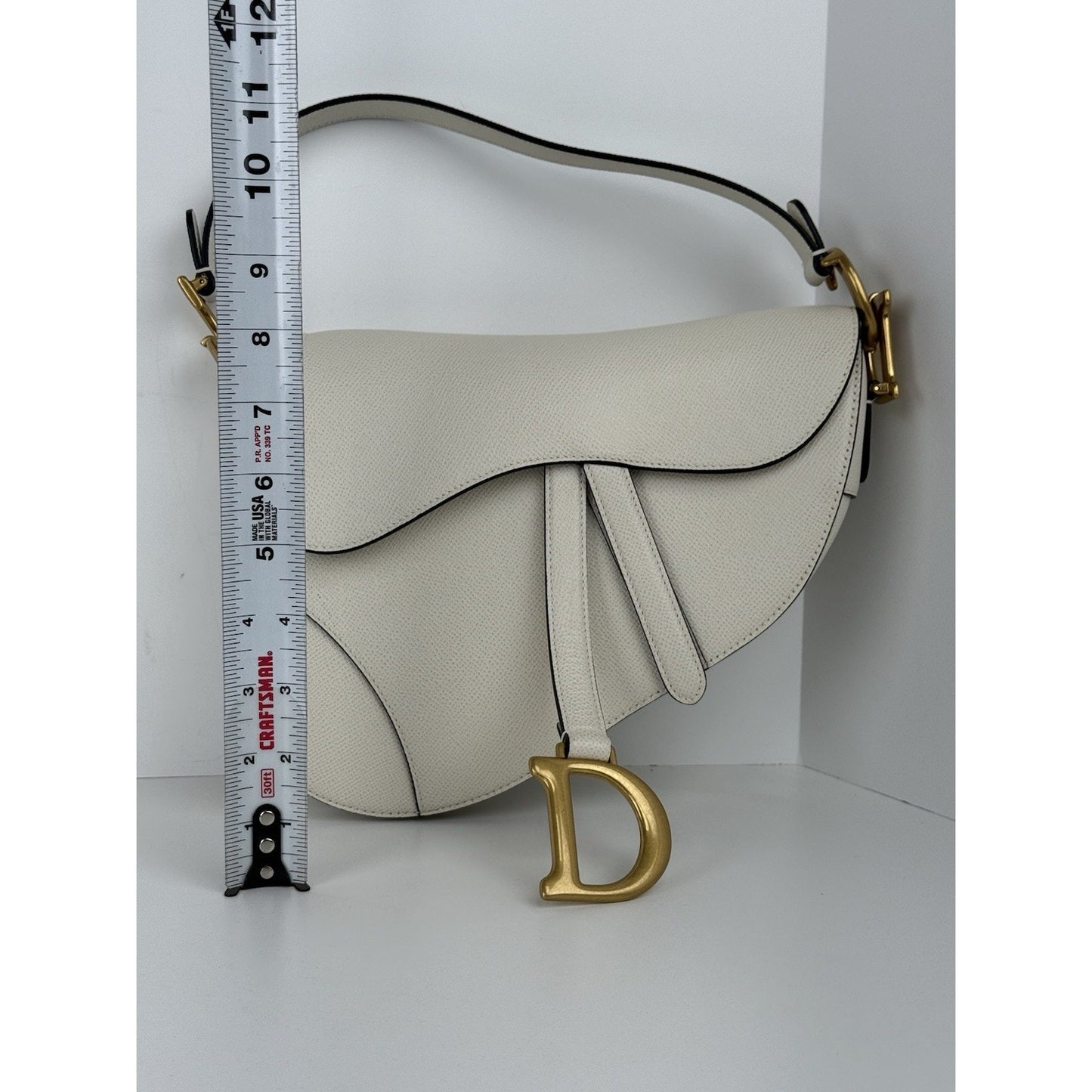 Christian Dior Medium Saddle White Leather Shoulder Bag