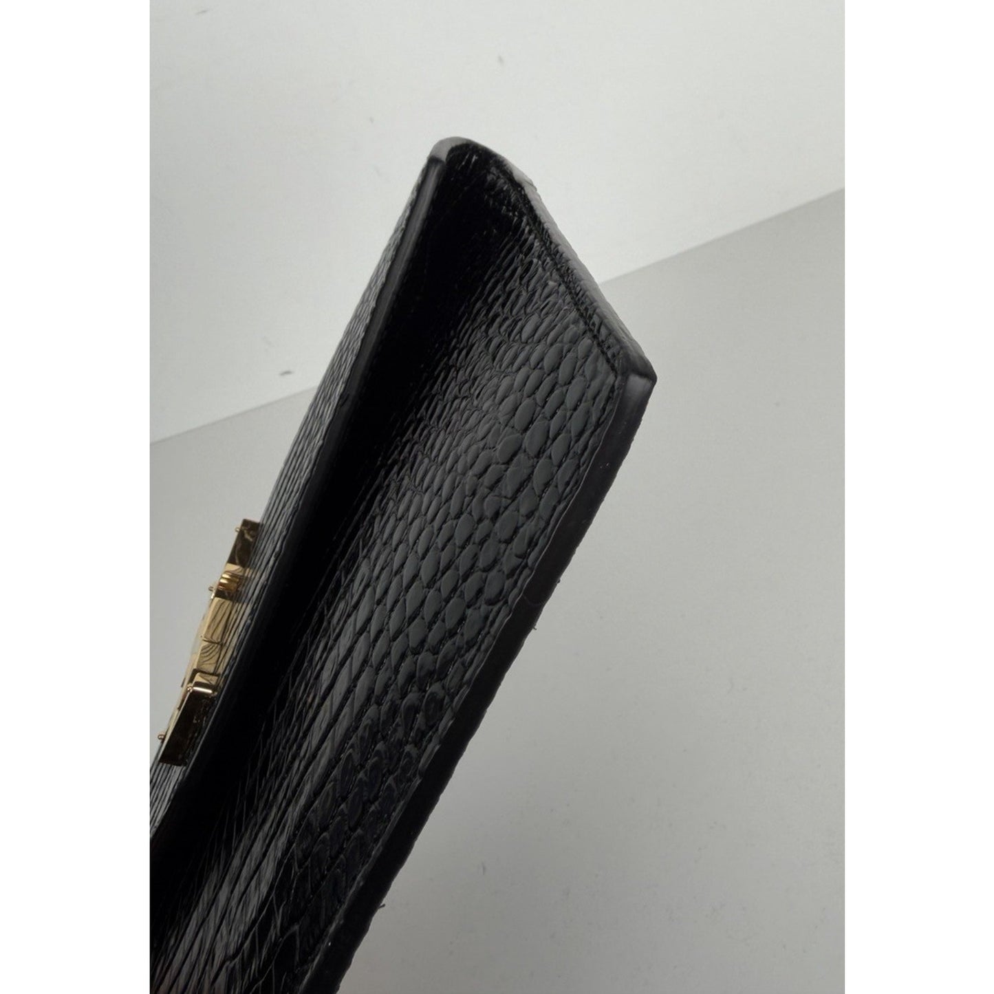 Saint Laurent Uptown Envelope Pouch Bag in Black Croc-Embossed Leather S15