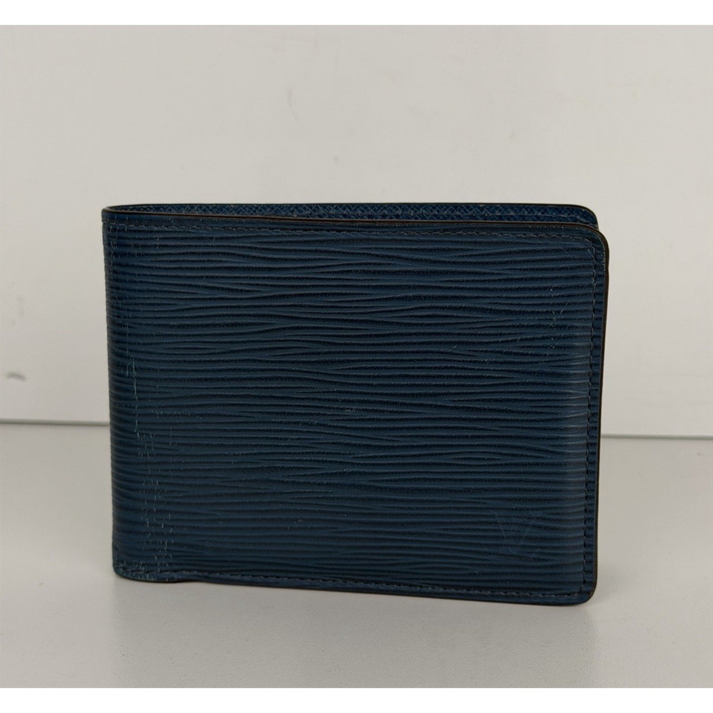 Louis Vuitton Multiple Wallet Textured Epi Leather in Navy Blue LV Logo 2016