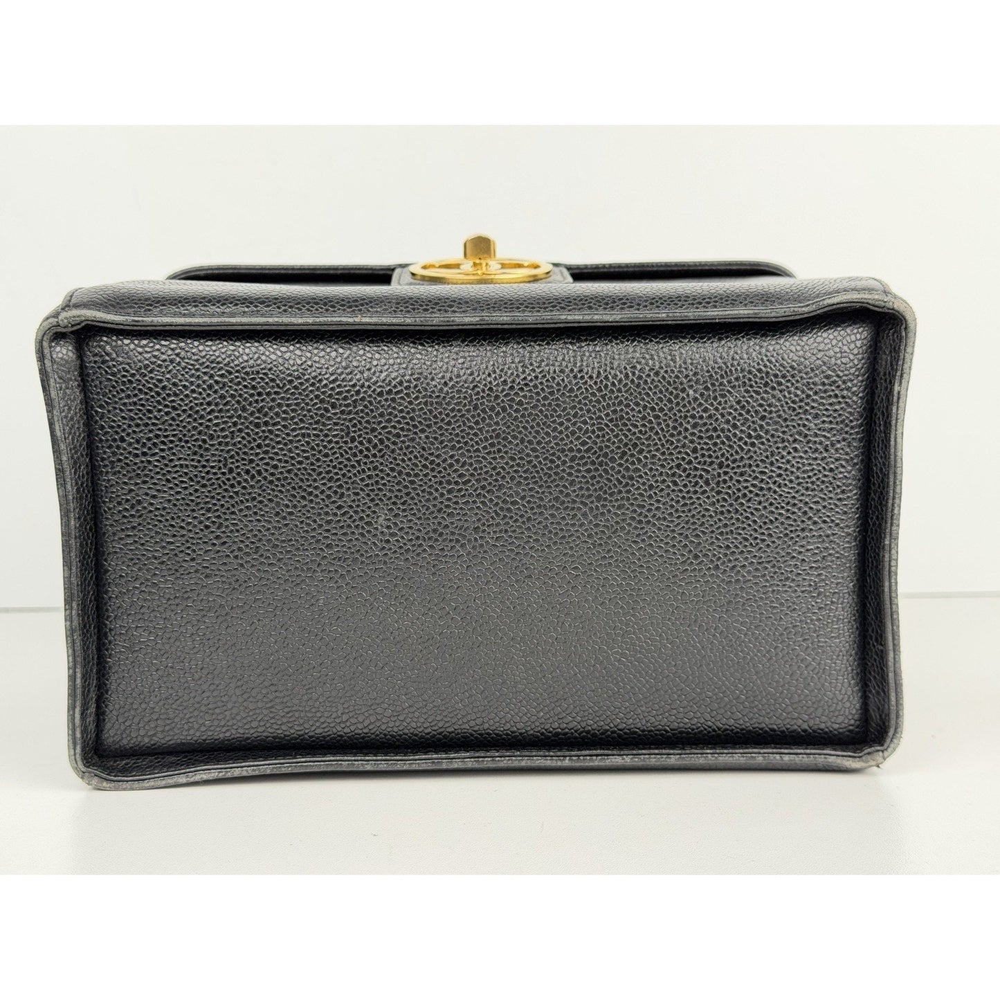 Chanel Vintage Vanity Case Cosmetic Bag Black Caviar Leather (1991-1994)