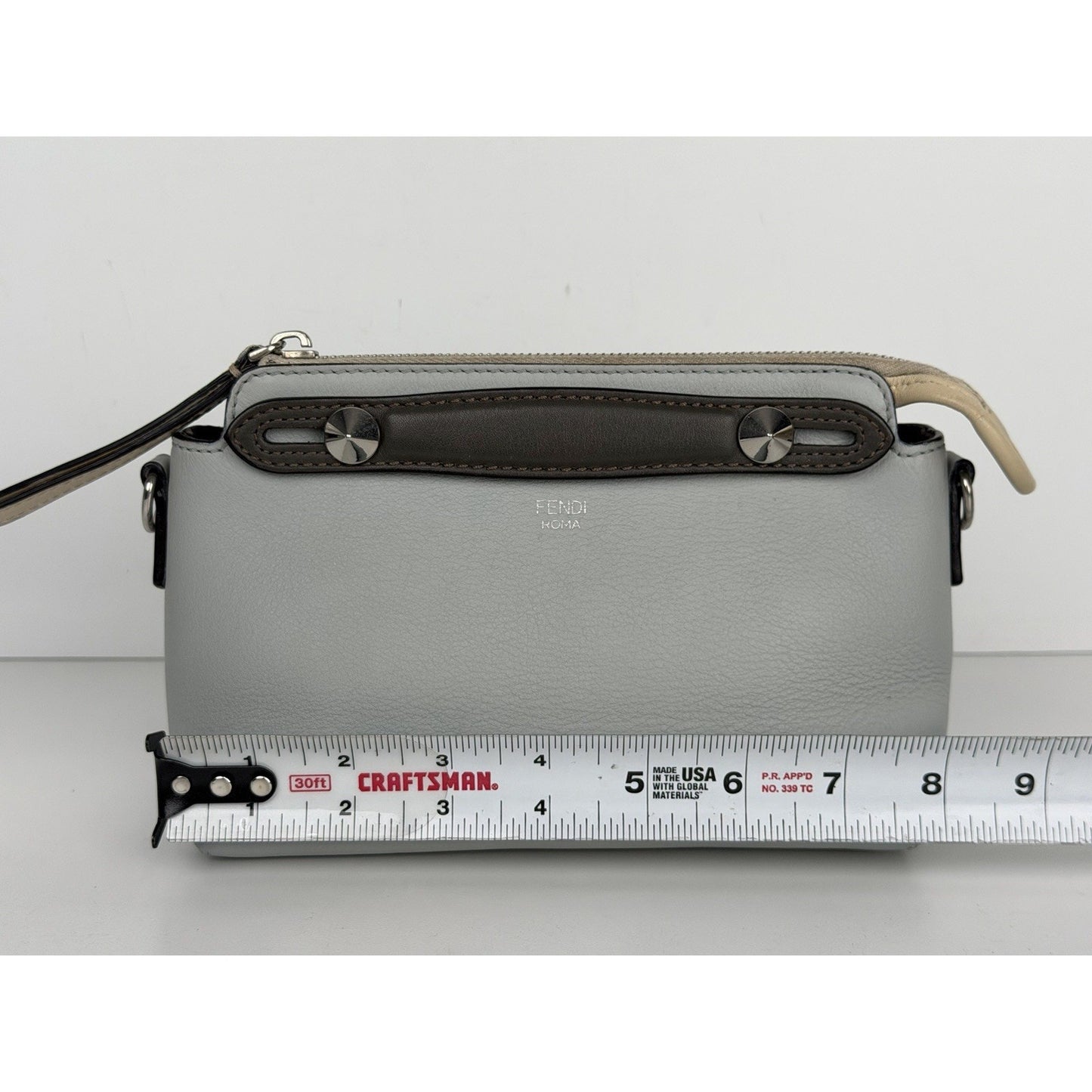 Fendi By The Way Handbag Mini Light Blue and Gray Leather with Etoupe DetailsS06