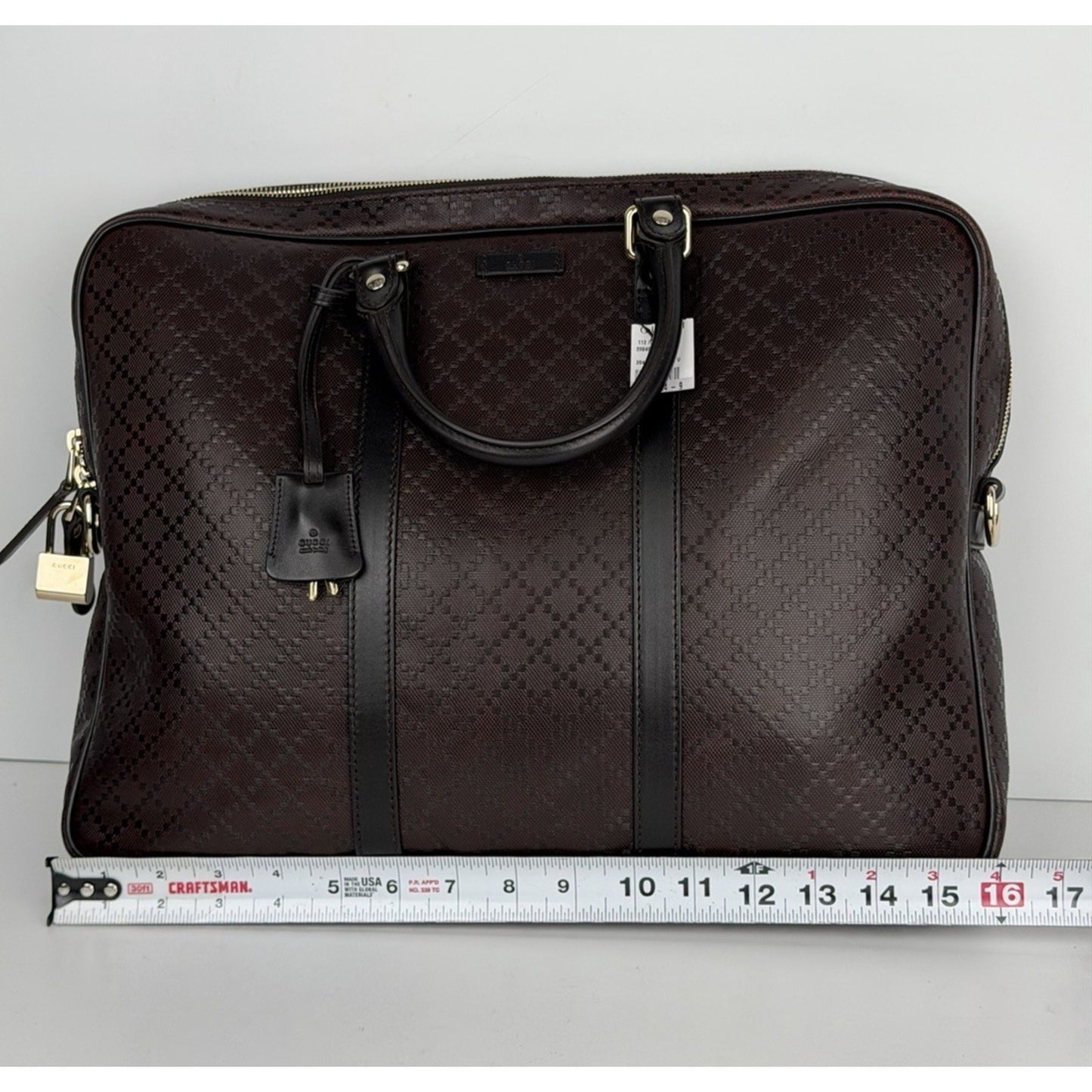 GUCCI Guccissima GG Unisex Brown Leather Briefcase Large S
