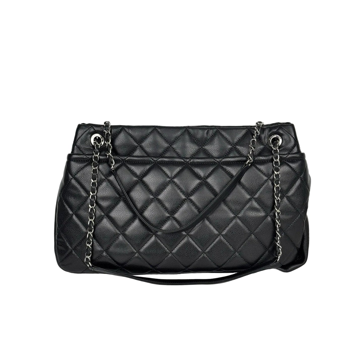 Chanel Timeless CC Soft Tote Bag in Black Quilted Caviar Leather (2012) B-6