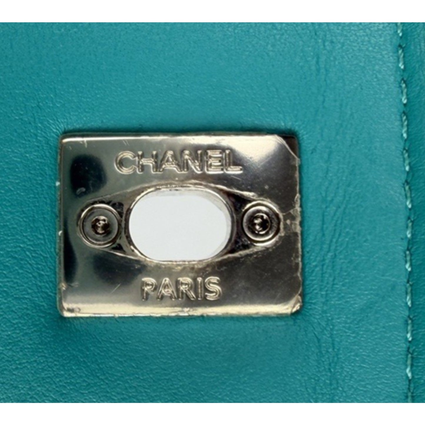 Chanel Stitched Covered CC Flap Mini Bag in Quilted Turquoise Calfskin 2017 E-5