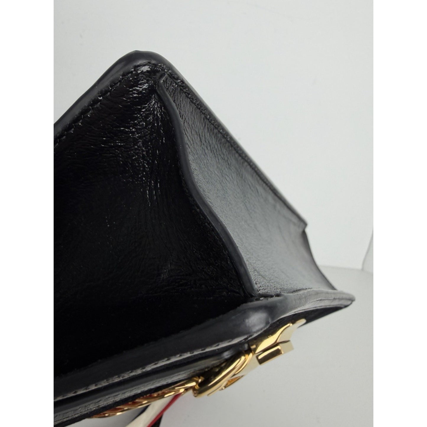 Gucci Sylvie Small Crossbody Bag in Black GG Velvet with Web S08
