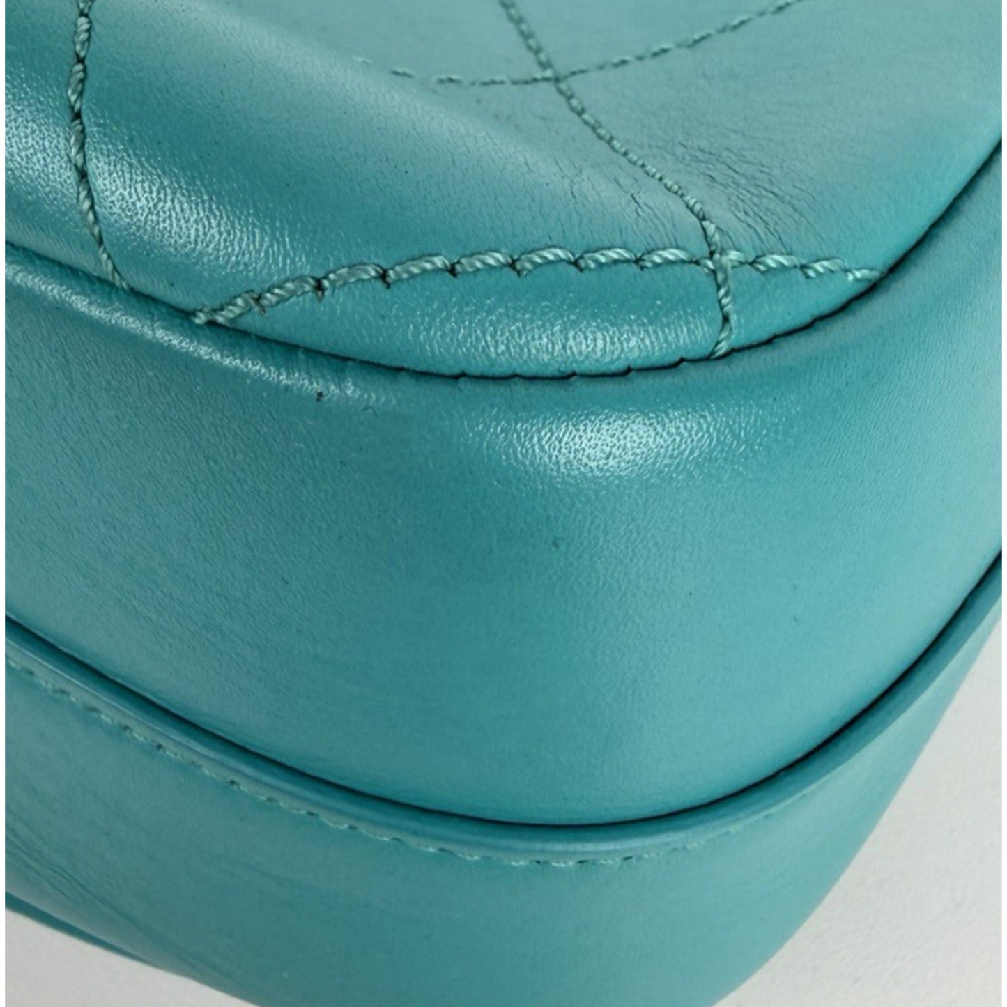 Chanel Stitched Covered CC Flap Mini Bag in Quilted Turquoise Calfskin 2017 E-5