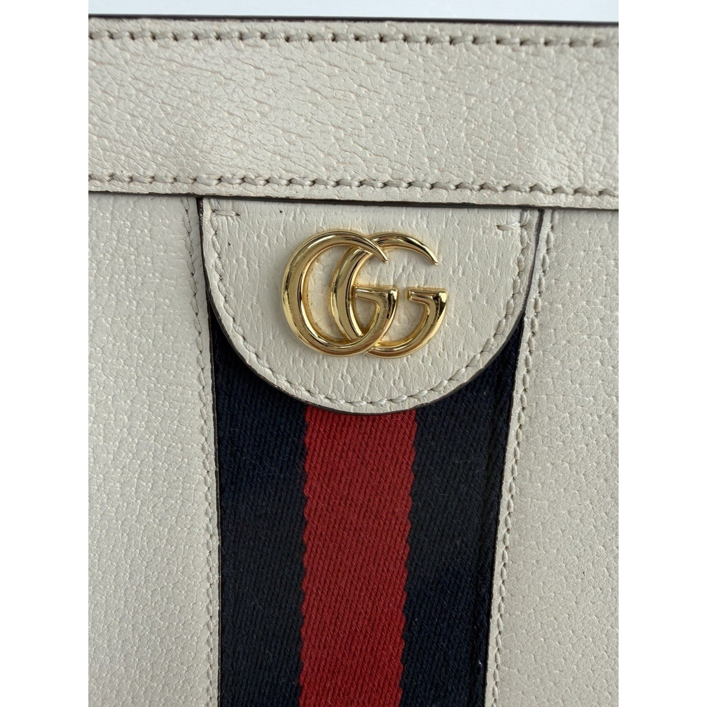 Gucci Ophidia Chain Shoulder Bag in White Leather with Sylvie Web Accent S-04