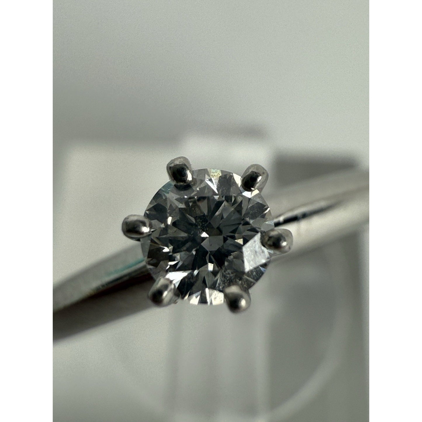 Tiffany & Co Platinum Diamond Engagement Ring 0.15 Carat Brilliant Cut Size 4.75