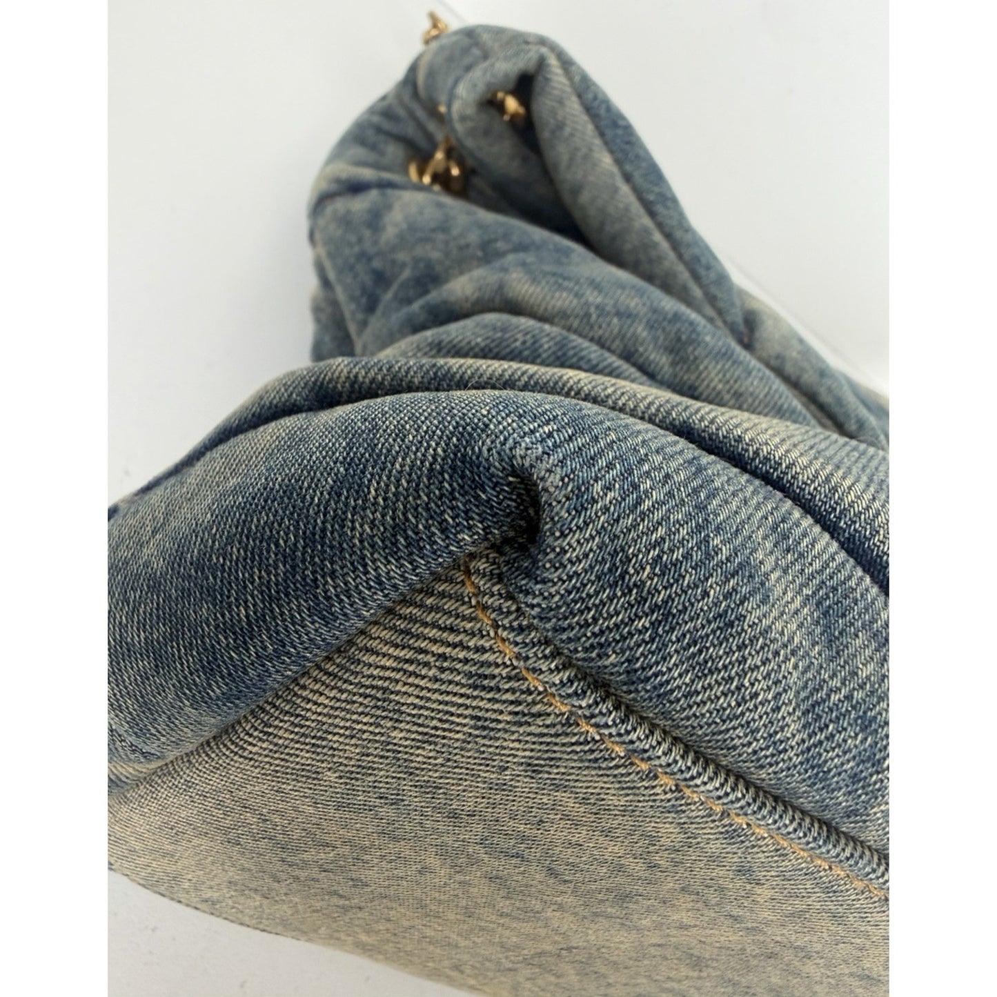 Saint Laurent Loulou Puffer Shoulder Bag Medium in Quilted Blue Denim C-9