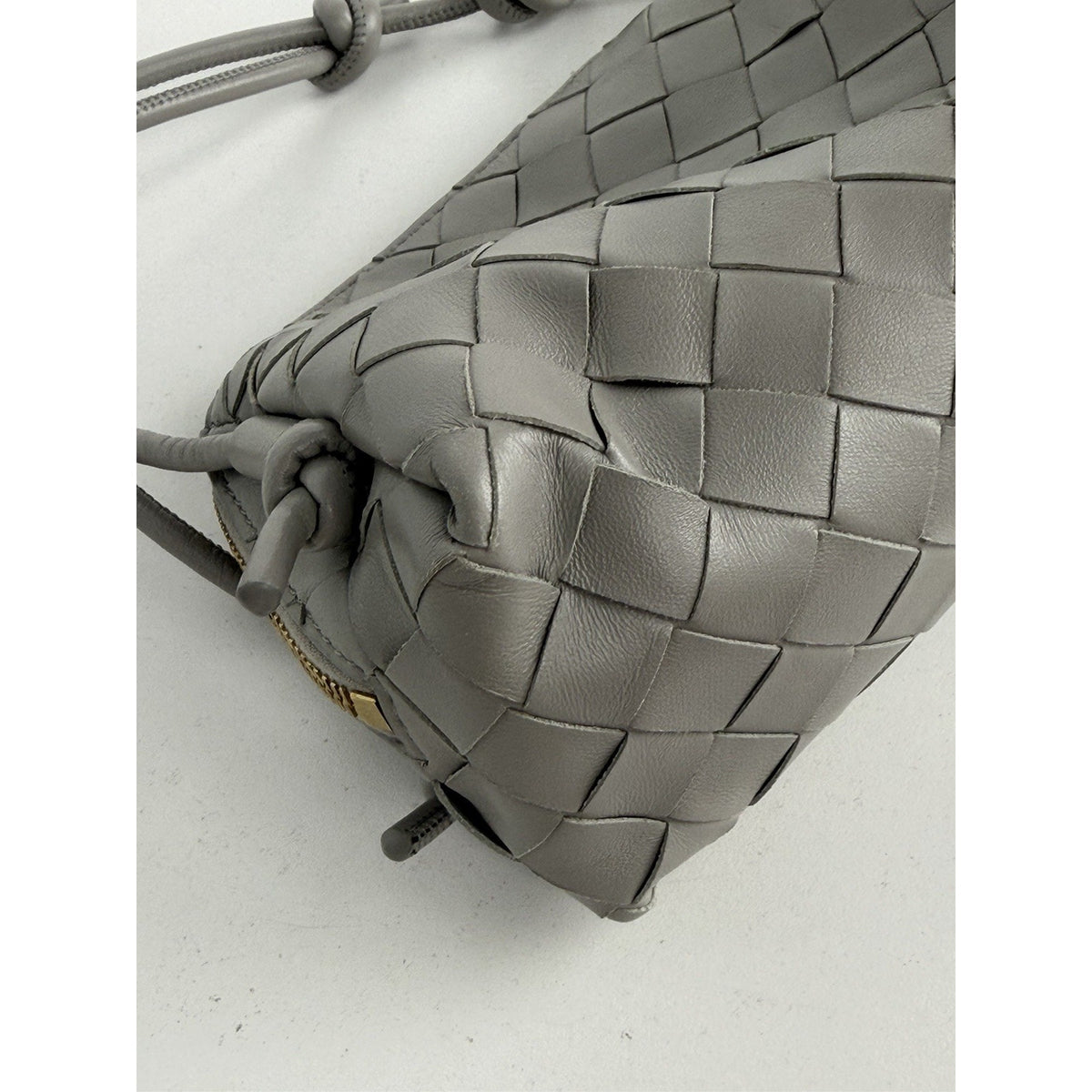 Bottega Veneta Concert Pouch Crossbody Bag Mini in Gray Intrecciato Leather E-1