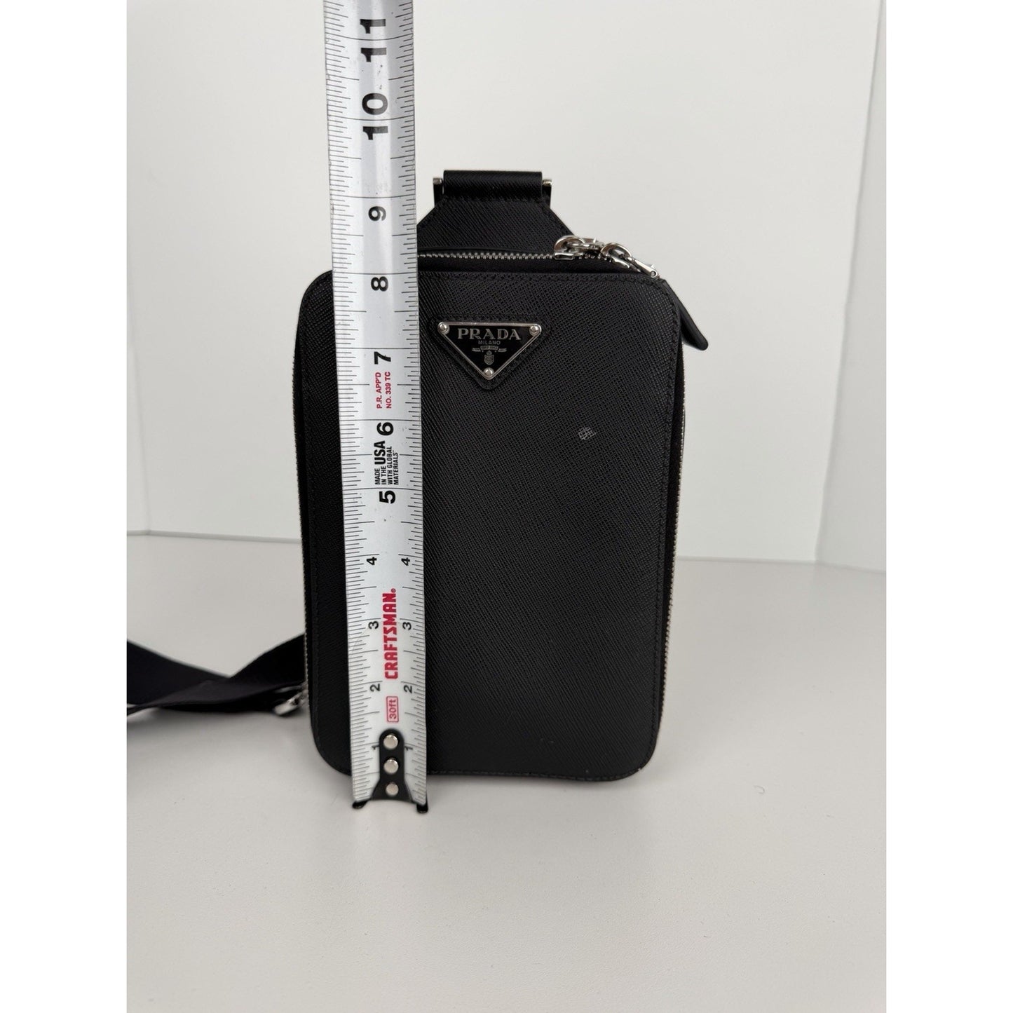 Prada Brique Saffiano Leather Shoulder Bag Black