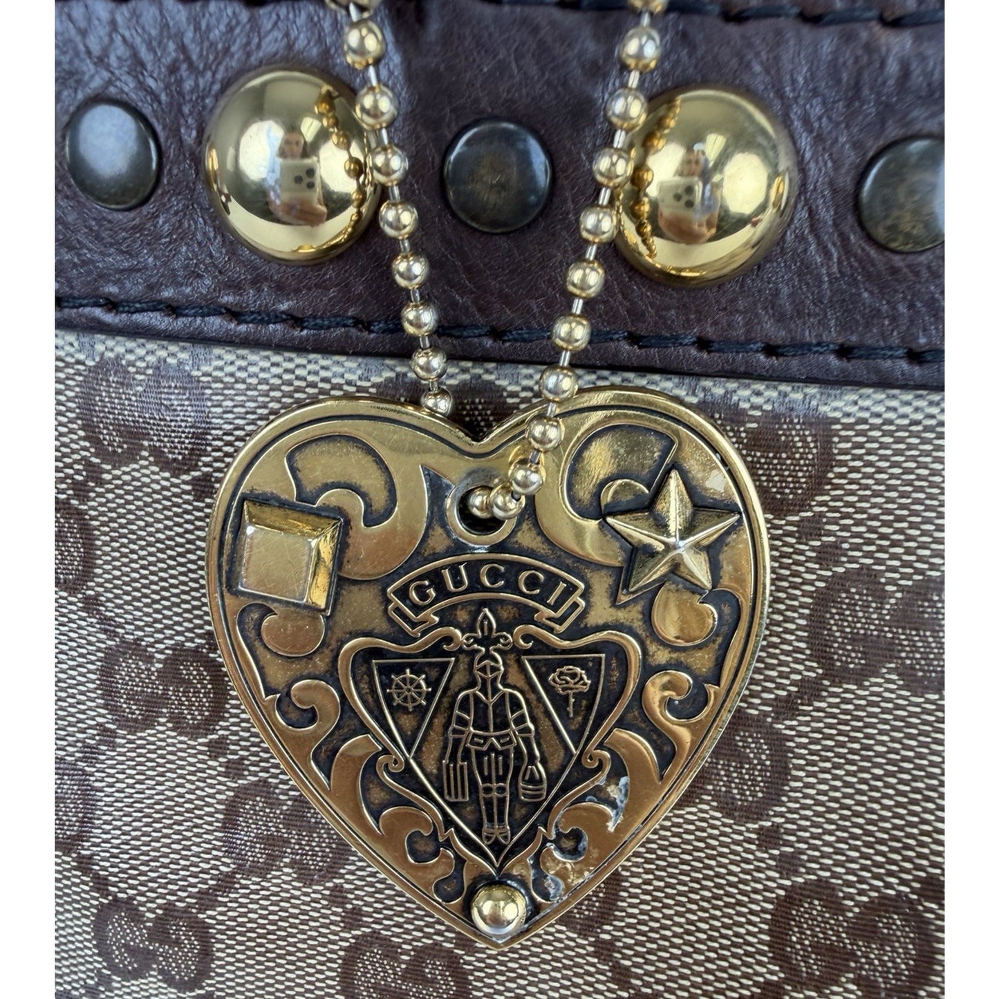 Gucci GG Crystal Babouska Medium Tote Bag in Brown Coated Canvas S10