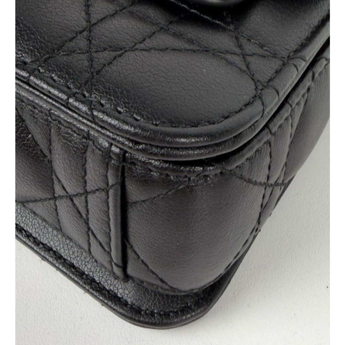 Dior Cannage Jolie Top Handle Small Bag in Black Calfskin with "CD" Clasp S-07
