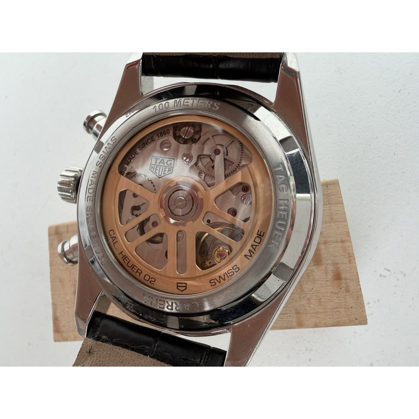 TAG Heuer Carrera Chronograph Automatic Watch with Gray Dial and Leather Strap