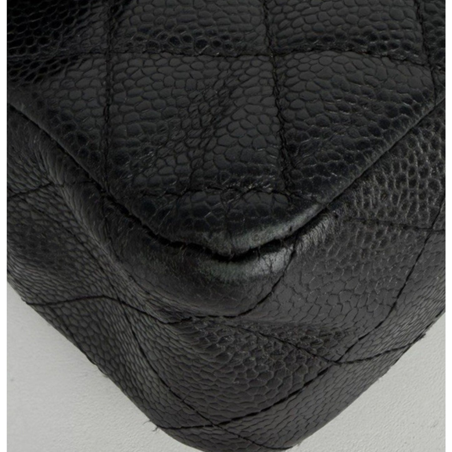 Chanel Classic Double Flap Medium Bag in Black Quilted Caviar Leather E-5