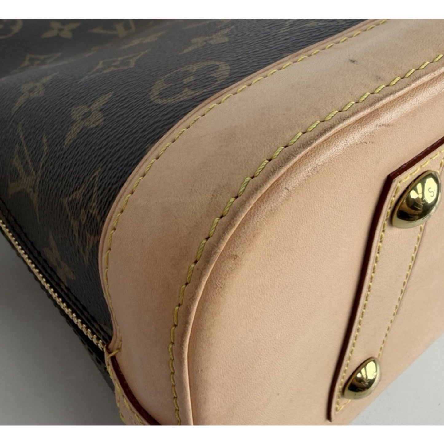 Louis Vuitton Alma PM Bag in Brown Coated Canvas with Leather Trim NFC S