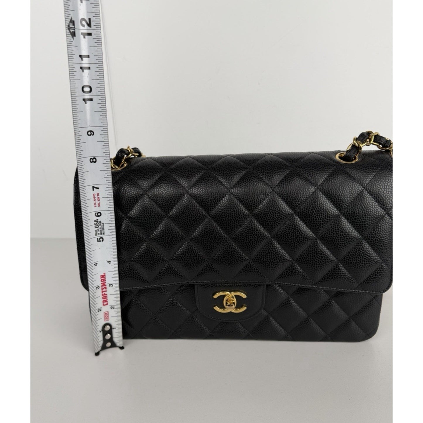 Chanel Classic Double Flap Shoulder Bag Jumbo in Black Caviar Leather 2025 dR-1