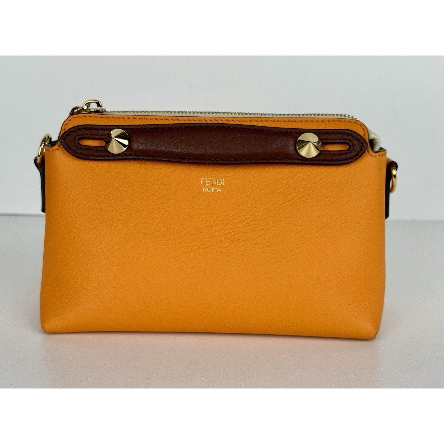 Fendi By The Way Leather Handbag Orange and Brown D-1