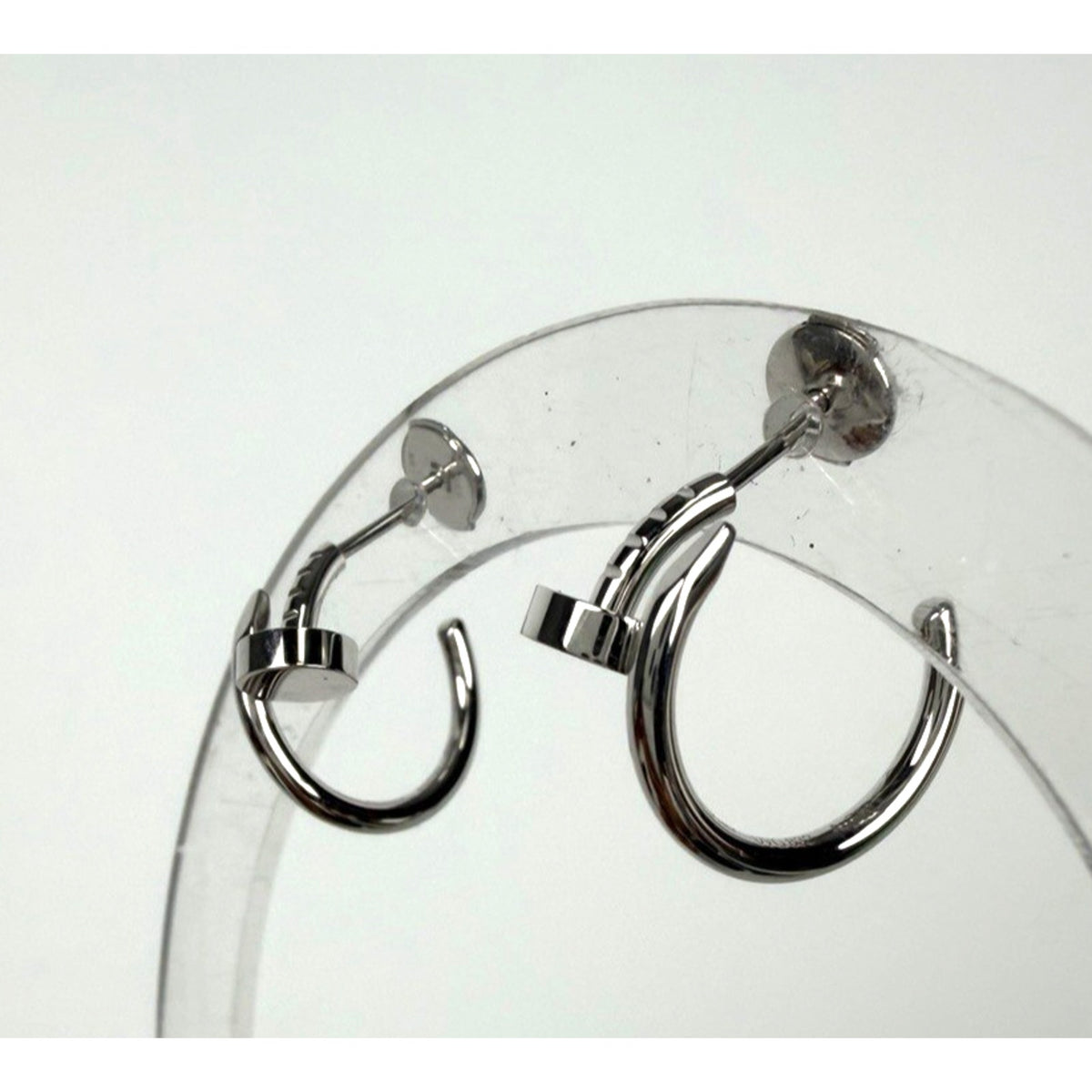 Cartier Juste Un Clou Hoop Mini Earrings Wrapped Nail in 18k White Gold
