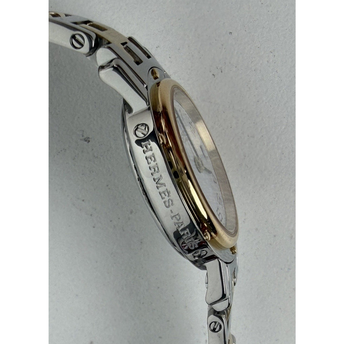 Hermes Two-Tone Stainless Steel Clipper Classique PM Watch with White Dial
